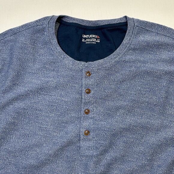 Untuckit Urey Grassi 40983 Long Sleeve Henley Shirt Men’s Size 3XL Button Lot 2 - Picture 6 of 16